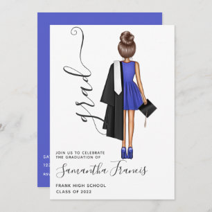 Elegant Blue and White Girl Graduation Party Invitation