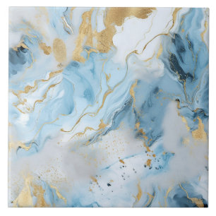 Elegant Blue And White Gold Marble Pattern Tile