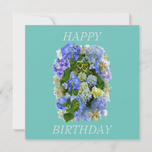 ELEGANT BLUE AND WHITE  HYDRANGEA HAPPY BIRTHDAY 
