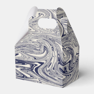 Elegant Blue and White Marble Swirl Favour Box
