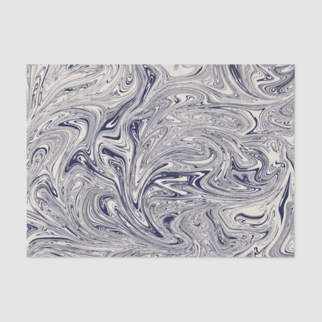 Elegant Blue and White Marble Swirl Tissue Paper (Front)