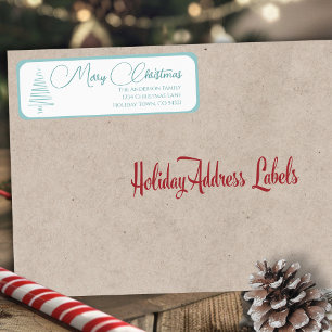 Elegant Blue And White Merry Christmas Tree