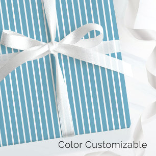 Elegant Blue and White Minimalist Thin Stripe Wrapping Paper