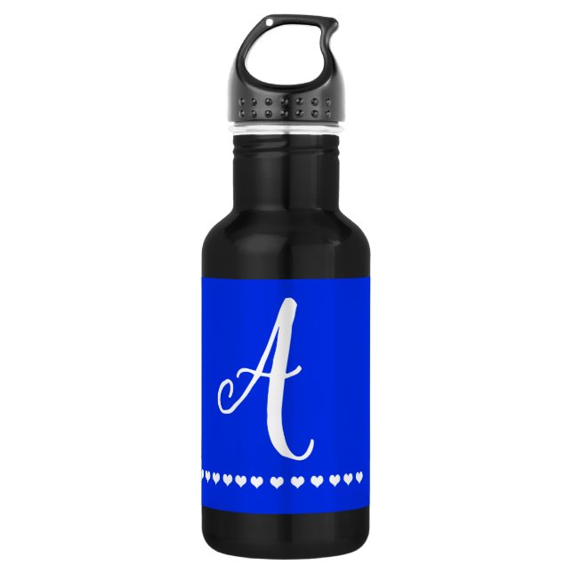 Elegant Blue and White Monogram Initial  532 Ml Water Bottle (Front)