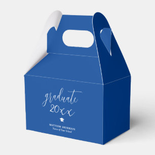 Elegant Blue and White Script Graduate Graduation Favour Box