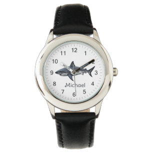 Elegant blue and white shark fish Personalised Watch