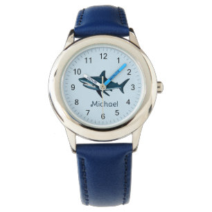Elegant blue and white shark fish Personalised Watch