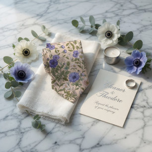 Elegant Blue Anemone Floral Tie