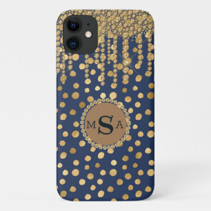 Elegant Blue Animal Print Monogram Bling Jewels Case-Mate iPhone Case