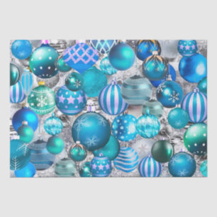 Elegant blue aqua Christmas ornaments holidays Tissue Paper