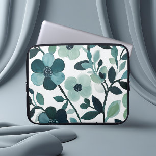 Elegant Blue Aqua Floral Botanical Electronics Bag