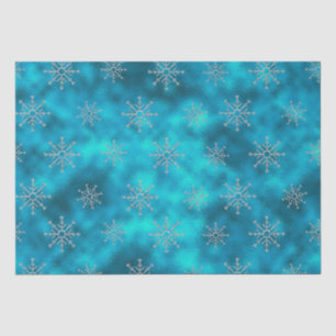 Elegant blue aqua snowflakes Christmas holidays Tissue Paper