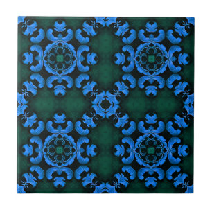 Elegant blue arabesque pattern tile