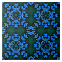 Elegant blue arabesque pattern tile