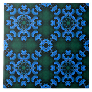 Elegant blue arabesque pattern tile