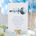 Elegant Blue Baby Rattle Boy Baby Shower Thank You Card<br><div class="desc">Express your heartfelt thanks with this elegant baby shower thank you card, featuring a charming blue rattle illustration and soft, delicate ribbon details. The sweet poem from the baby’s perspective adds a personal touch, perfect for showing appreciation to loved ones for their thoughtful gifts and well wishes. Personalise it with...</div>