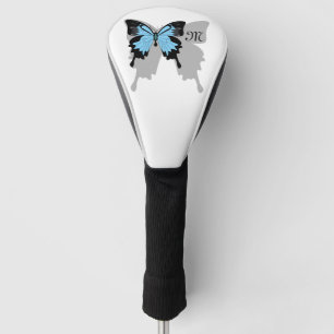 Elegant Blue Backed Butterfly Shadow Monogram Golf Head Cover