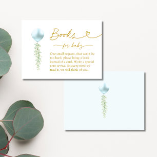 Elegant Blue Balloon Greenery Books for Baby Enclosure Card