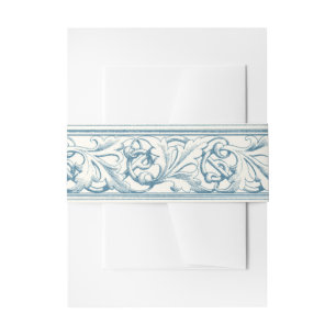 Elegant Blue Baroque Pattern Invitation Belly Band