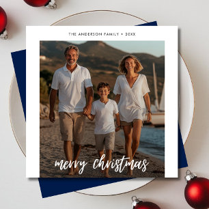 Elegant Blue Beach Marine Nautical Christmas Photo Holiday Card