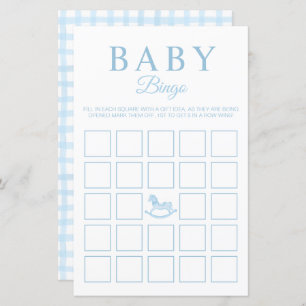 Elegant Blue Bingo Baby Shower Game
