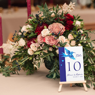 Elegant Blue Birds Mexican Wedding Table Number