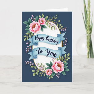 Elegant Blue Birthday Card
