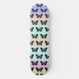 Elegant Blue & Black Butterfly Pattern  Skateboard