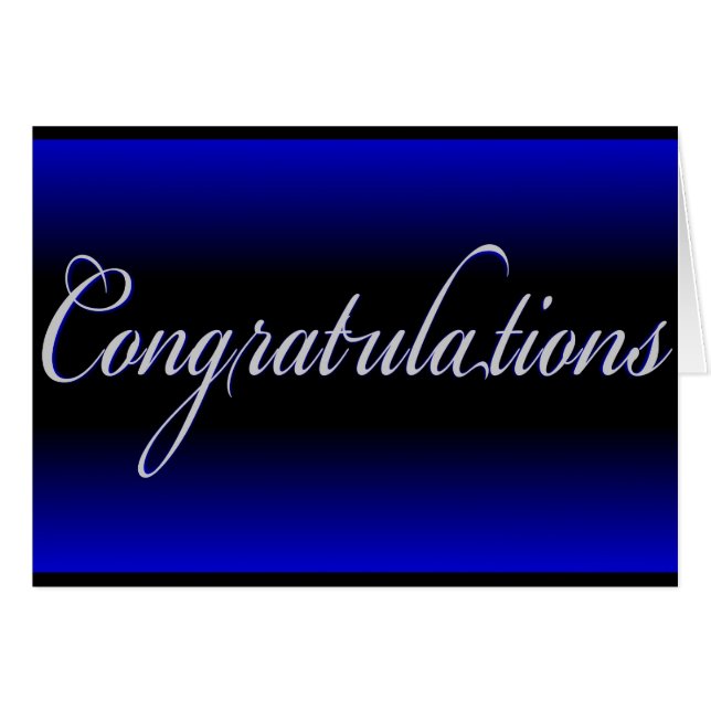Elegant blue black fade Congratulations card (Front Horizontal)