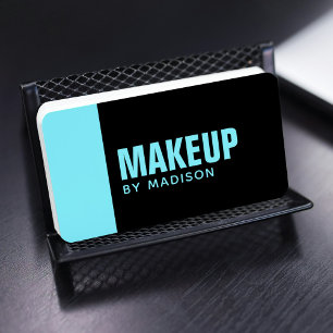 Elegant Blue Black Modern Chic Makeup Artist Business Card