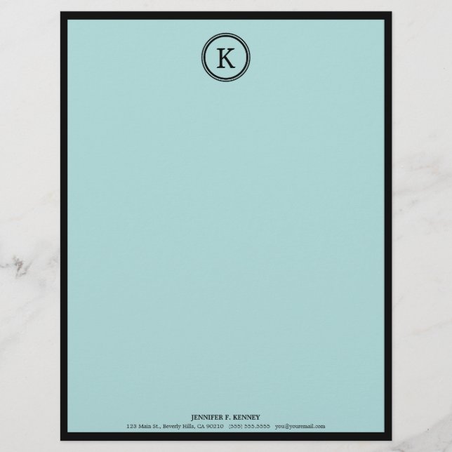 Elegant Blue & Black Monogram Letterhead (Front)