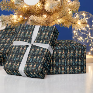 Elegant  Blue & Black Nutcracker Ballet Wrapping Paper