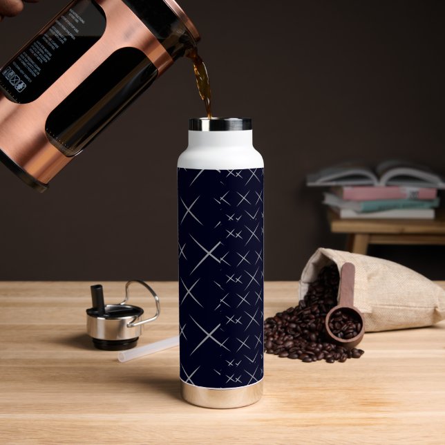 Elegant Blue black  Pattern Water Bottle (Coffee)