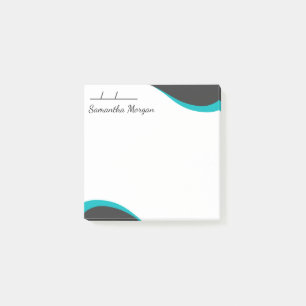Elegant blue & black waves customisable post-it notes