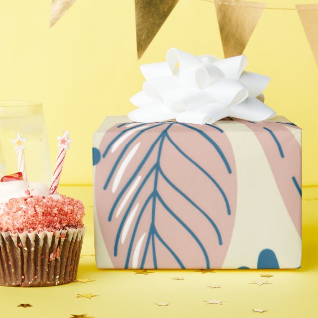 Elegant Blue & Blush Nature Gift Wrap (Birthday Party)