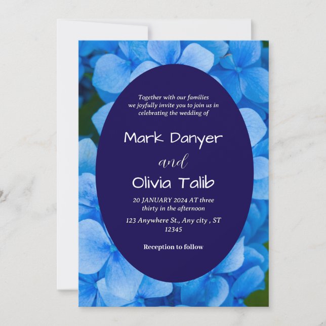 Elegant Blue Board Wedding Invitation Template  (Front)