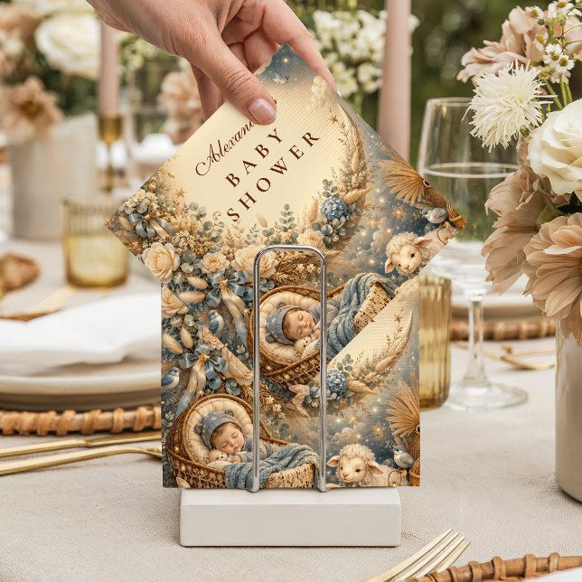 Elegant Blue Boho Baby Shower Napkin (Creator Uploaded)