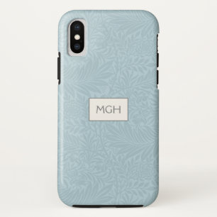 Elegant Blue Boho Botanical Pattern Monogram Case-Mate iPhone Case