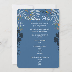 Elegant Blue Botanical Ceremony Program Card