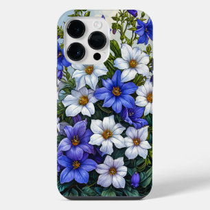 Elegant Blue Botanical Flower Design, Soft Nature iPhone 14 Pro Max Case
