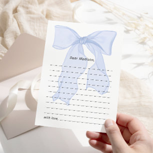 Elegant Blue Bow 1st Birthday Time Capsule Card