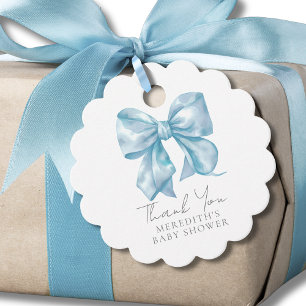 Elegant Blue Bow Baby Shower Favour Tags