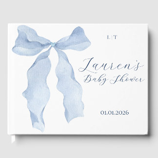 Elegant Blue Bow Baby Shower Guest Book