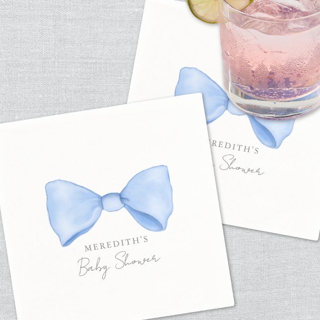 Elegant Blue Bow Baby Shower Napkin (Creator Uploaded)
