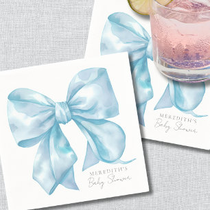 Elegant Blue Bow Baby Shower Napkin