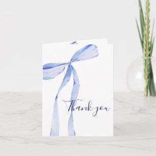 Elegant Blue Bow Baby Shower Thank You Card