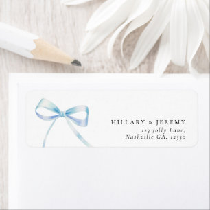 Elegant Blue Bow Boy Baby Shower Return Address