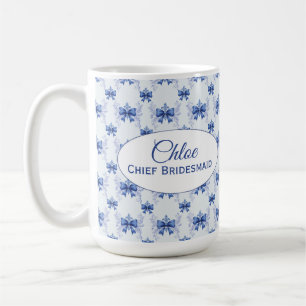 Elegant Blue Bow Bridal Shower Coffee Mug