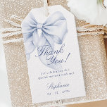 Elegant Blue Bow Bridal Shower Favour Tag<br><div class="desc">This elegant tag features a charming blue bow perfect for a "something blue" bridal shower. Designed in soft pastel watercolor,  it combines romantic handwritten script with trendy whimsical elements. Ideal for a dusty blue bridal shower.</div>