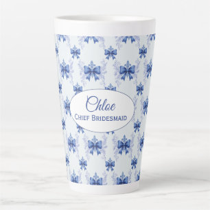 Elegant Blue Bow Bridal Shower Latte Mug